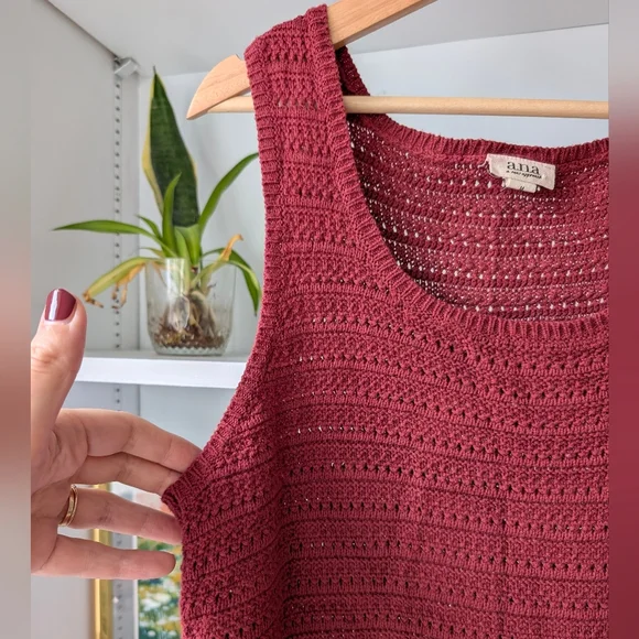 Ana Women's Crochet Maxi Dress Burgundy Knit Sz Medium Boho Cottagecore Festival - Picture 2 of 10